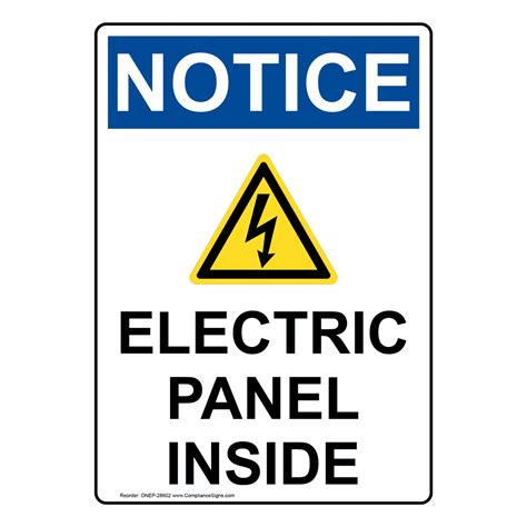 Portrait Osha Electric Panel Inside Sign With Symbol Onep 28602