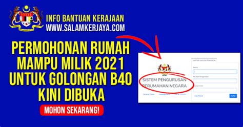 Syarat kelayakan yang tinggi untuk pembelian rumah. TERKINI : Permohonan Rumah Mampu Milik Golongan B40 2021 ...