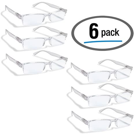 6 Pack Reading Glasses By Boost Eyewear Clear Half Rim Frames For Men And Women With Comfort