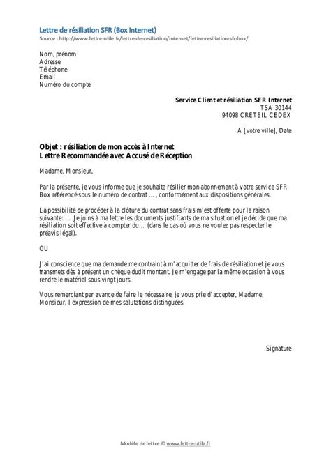 Modèle de lettre de résiliation d'un abonnement free mobile de téléphone portable, à envoyer au service client de free mobile. lettre de resiliation bbox - Modele de lettre type