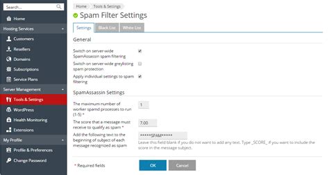 Spamassassin Spam Filter Plesk 12 5 Documentation