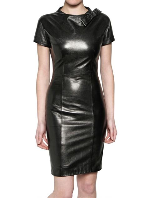 Dsquared Nappa Leather Dress In Black Lyst