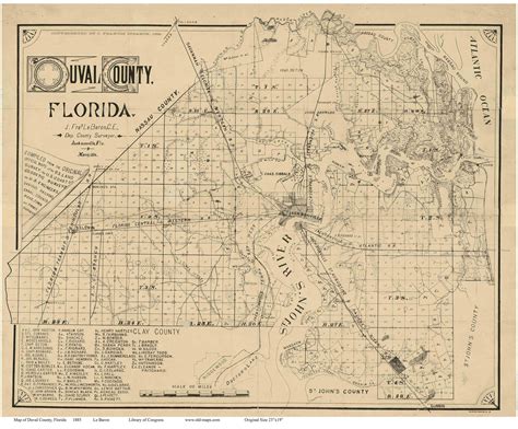 Duval County Florida 1885 Old Map Reprint Old Maps