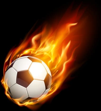 Football pitch stadium, creative football poster, sport, logo png. Soccer background red fire ball icon realistic design ...