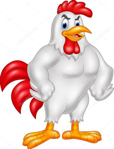 Cartoon Rooster Posing Isolated On White Background — Stock Vector
