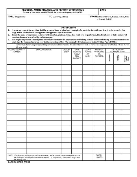 Da Form 5172 R Fillable Printable Forms Free Online