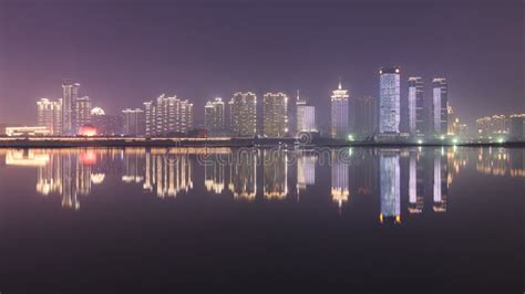 Nanchang Skyline At Night As Seen From The East Side Of The City