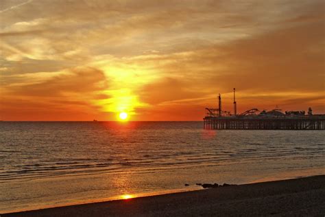 Sunset From Brighton Beach With Pier And © Christine
