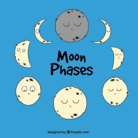 Free Vector Moon Phases In Hand Drawn Style