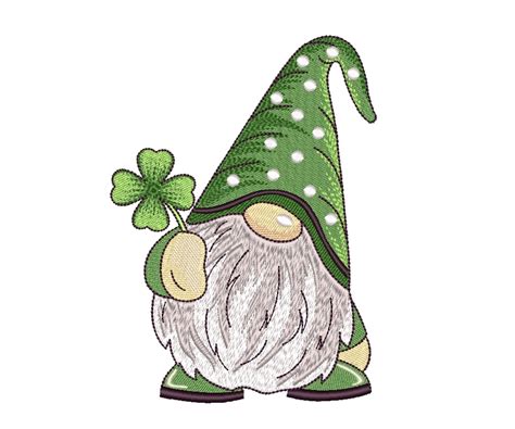 St Patricks Day Gnome Embroidery Design Sizes Instant Etsy