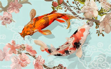 Two Japanese Koi Fish Swimming Premium Image By Rawpixel Com Koi