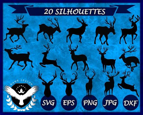 20 Deer Silhouettes | Deer Clipart | Deer SVG | Dear Vector | Deer Print | Deer Decor | Wall Art 