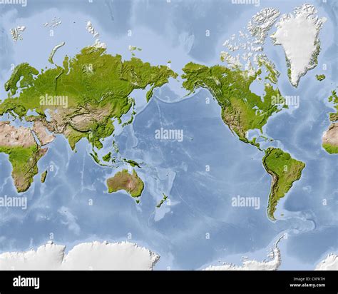 World Map Shaded Relief Map Template Stock Illustrati