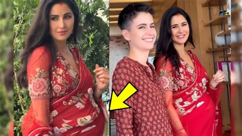 Pregnant Katrina Kaif Flaunting Baby Bump With Babe In Red Saree YouTube