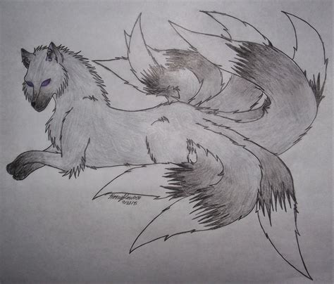 Drawing Of A Nine Tailed Fox I Did 3 Nine Tailed Fox Artwork Drawings
