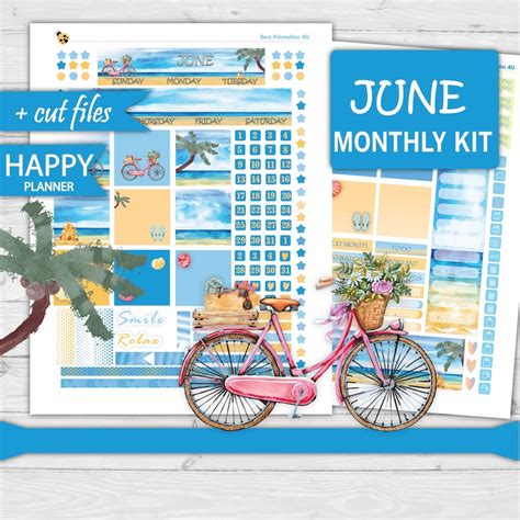 June Monthly Stickers June Classic Happy Planner Etsy