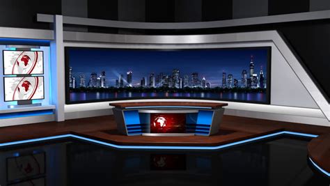 News Tv Studio Set Virtual Green Screen Background Loop Videos De