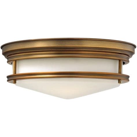 Flush Fitting Circular Ceiling Light In Brushed Bronze Glass Shade