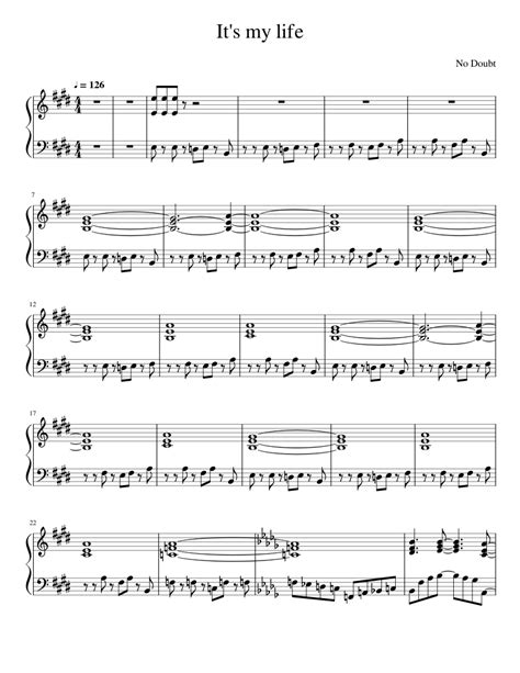 Its My Life By No Doubt Sheet Music For Piano Solo Easy