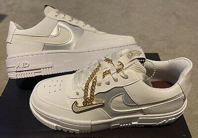 The nike air force 1 shoe is used in white. Nike Air Force 1 pixel Gold Chain UK 6 New | eBay
