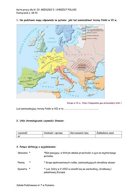 PDF Karta Pracy Dla Kl IV MIESZKO I I CHRZEST POLSKI