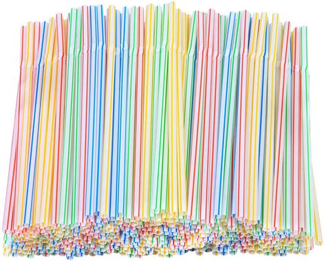 500 pieces striped disposable plastic straws multi colored flexible bendable drinking straws for