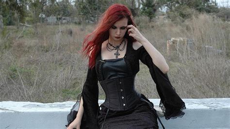 🥇 Redheads Corset Gothic Dress Dyed Velvet Wallpaper 67248