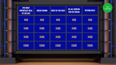 Food Jeopardy By Donald Woodson