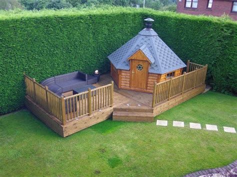A Lovely Grillikota Bbq Hut On A Timber Decking Hot Tub Garden