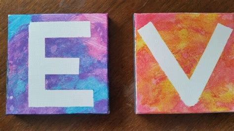 Initial Canvas Painting Taped The Kids Letters With Masking Tape And