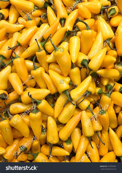 Pile Yellow Chili Peppers On Display Stock Photo 607004081 Shutterstock