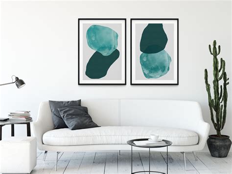 Modern Teal Wall Art Abstract Teal Print Teal Watercolour Etsy