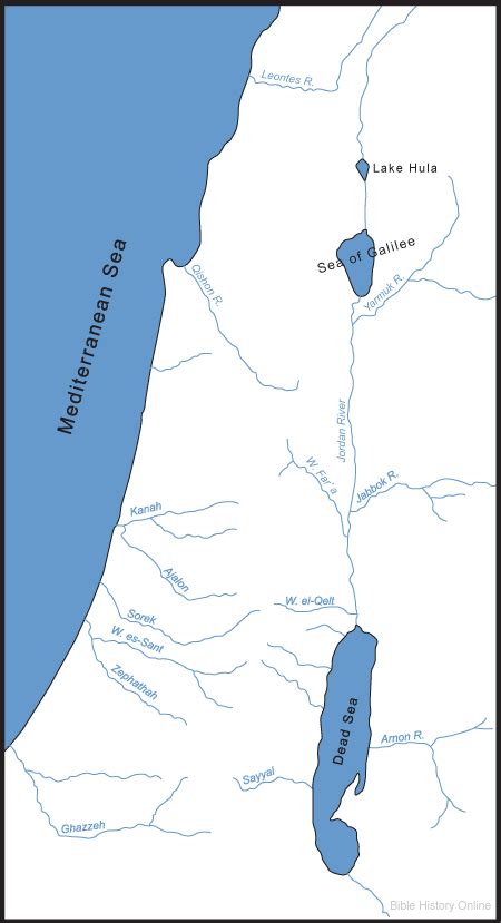 Free to download and print. Map of Israel's Bodies of Water (Bible History Online)