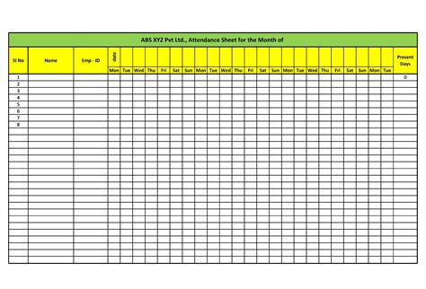 Free Printable Attendance Sheet Template Printable Templates