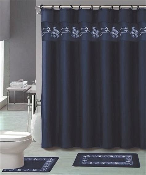 Filled with beautiful natural light, this master bath from studio mcgee is given a touch of whimsy and style thanks to a bright navy accent chair. 22 Piece Bath Accessory Set Navy Blue Flower Bathroom Rug ...