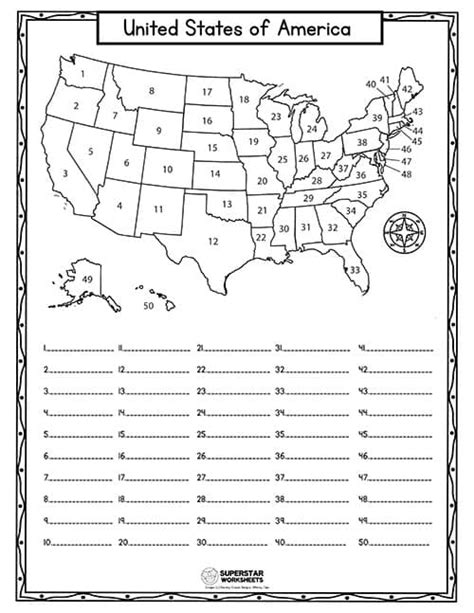 States Map Quiz Worksheet Worksheets For Kindergarten