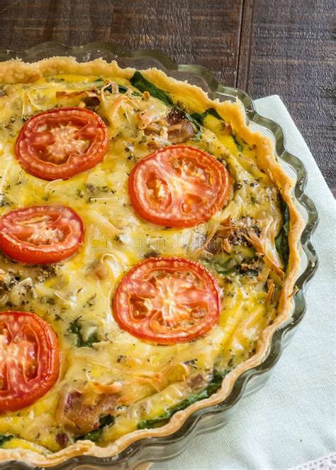 Spinach Bacon Quiche Provencal Stock Photo Image Of Topped Dinner