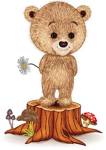 Dieses angebot enthält einen satz von 15 niedlichen teddybär clipart bilder. Netter Kleiner Bär Auf Baumstumpf Clipart Bilder Vektor