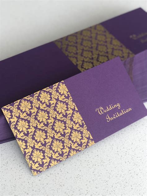 Wedding Invitation Covers Purple With Gold Pattern Pre Foil And Etsy