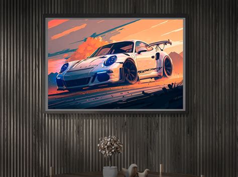 Porsche 911 Gt3 Wall Art Poster Amazing Porsche Racing Artwork Etsy
