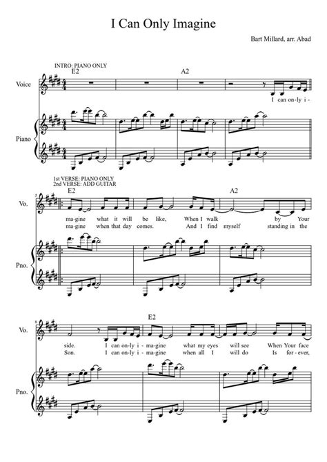 I Can Only Imagine Sheet Music For Piano Voice Other Piano Voice