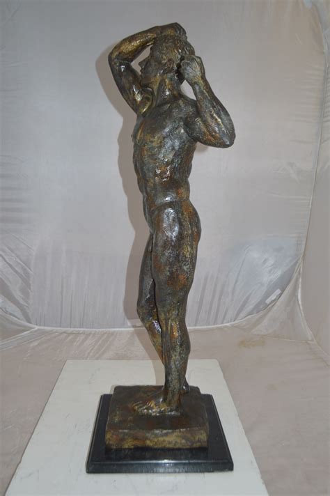 The Bronze Age Male Bronze Statue By Rodin Replica Size 12l X 12w X 36h Nifao