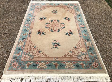 Lot Chinese Carved Hand Knotted Aubusson Rug 55 X 80