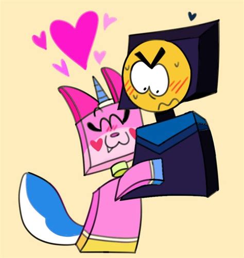 A Cartoon Character Hugging Another Character With Hearts In The Background