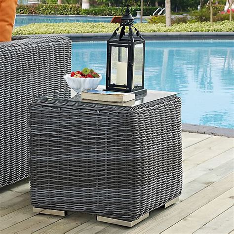 Modway Summon Outdoor Wicker Side Table In Grey Bed Bath And Beyond