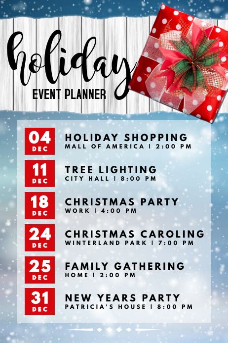 Copy Of Holiday Event Planner Postermywall
