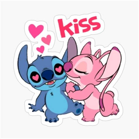 Cute Stitch Kiss Design Sticker By Truemarket Lilo And Stitch