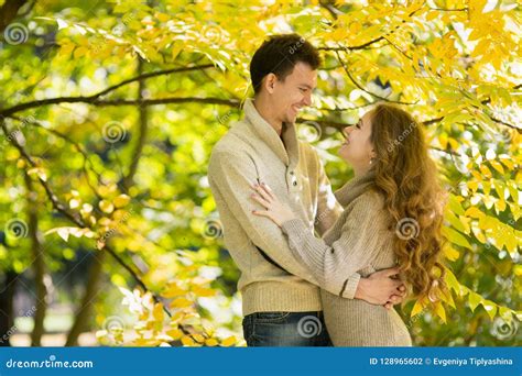 Beautiful Couple In Autumn Park Stock Photo Image Of Pretty Clothes