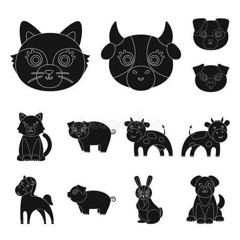 Vector Design Of Animal And Habitat Icon Set Of Animal And Farm Stock