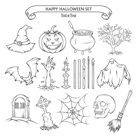 Premium Vector Halloween Set Of Design Elements